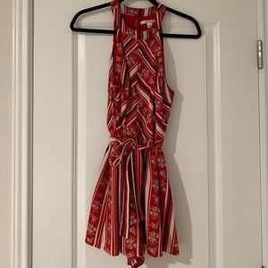 Red floral/striped romper!